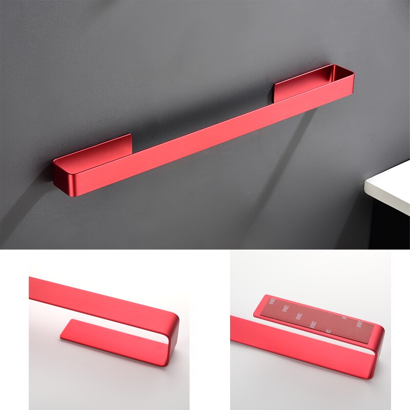 Aluminium Badezimmer Zubehör Sets 3M Band Wc Pinsel Halter Keramik Wc Rollen Papier Halter Rot Robe Haken Handtuch Halter