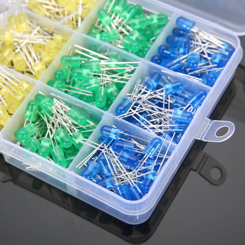500pcs 5mm LED diode light assorted kit DIY LED kit white yellow red green blue electronic diy kit