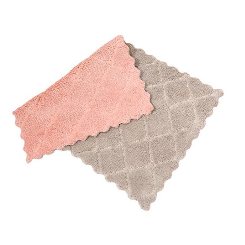 5 stuks vaatdoeken met veel vezels, keukenhanddoeken, vaatdoeken, vodden, huishoudelijke afwas, multifunctionele schoonmaakmiddelen: Roze