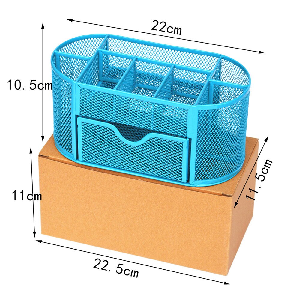 Metal Desk Organizer Combination Pencil Pen Badge Holder Drawer Storage Stationery Ruler Office School Supplies Large Capacity