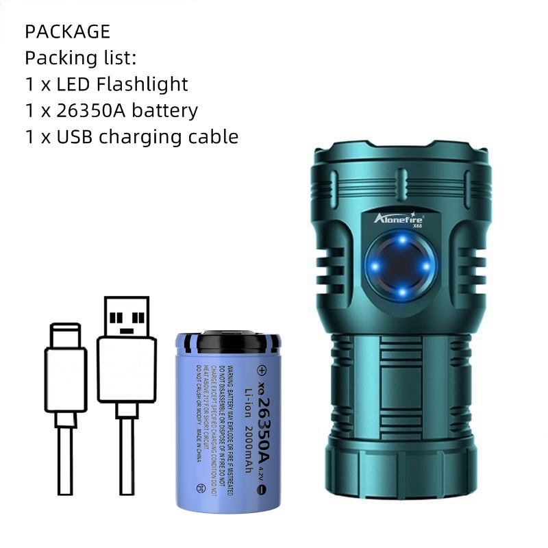 8xLed Palm linterna de alto brillo carga Usb portátil luz de Flash roja antorcha al aire libre bolsillo senderismo imán trabajo reparación de automóviles 26350: Azul
