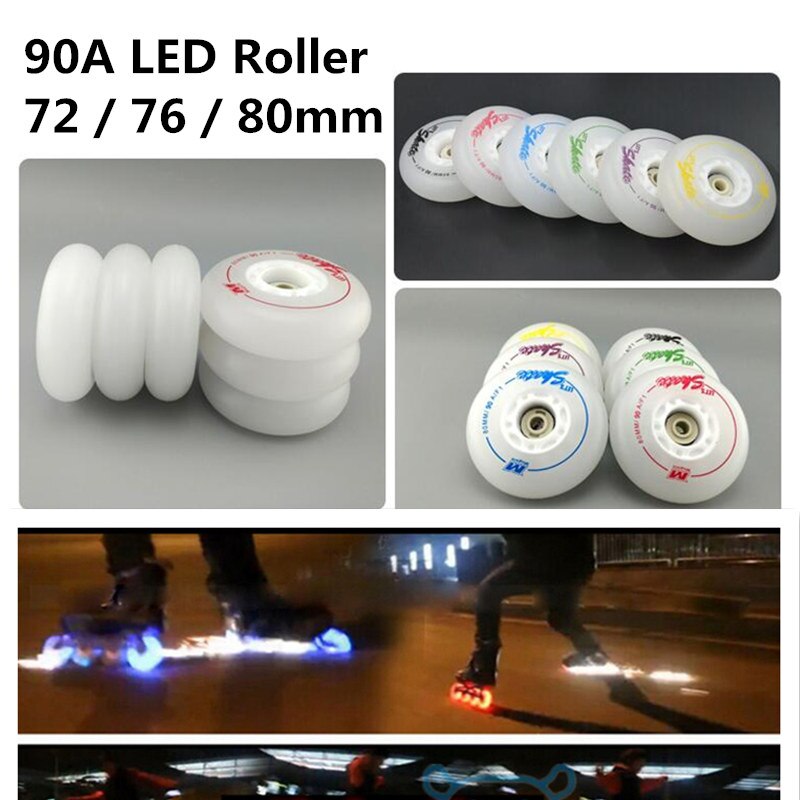Inline Skate Roller Kit 72-80mm Diameter Illuminated Core 85A Hardness