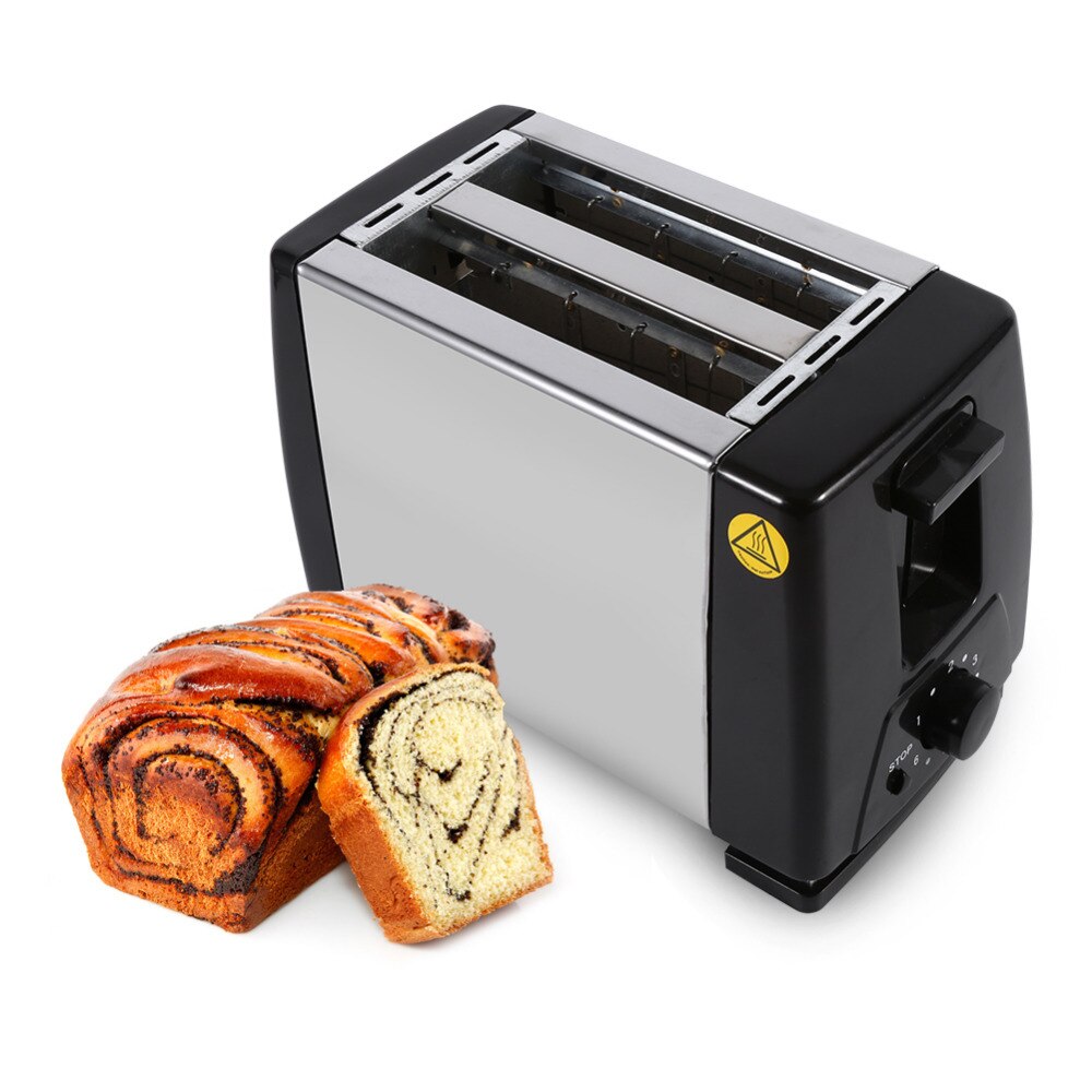 Electric Toaster 2-Slice Toaster Stainless Steel Machine 750W Electric for Breakfast Household Bread Baking Wide-slot Toaster