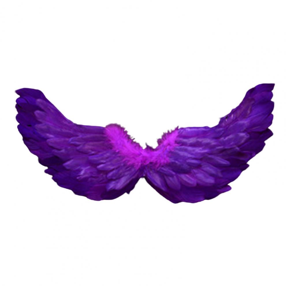 Alas de Ángel de colores brillantes, alas de plumas de Ángel, disfraz ligero, accesorios de fotografía para Cosplay con correas elásticas: Morado