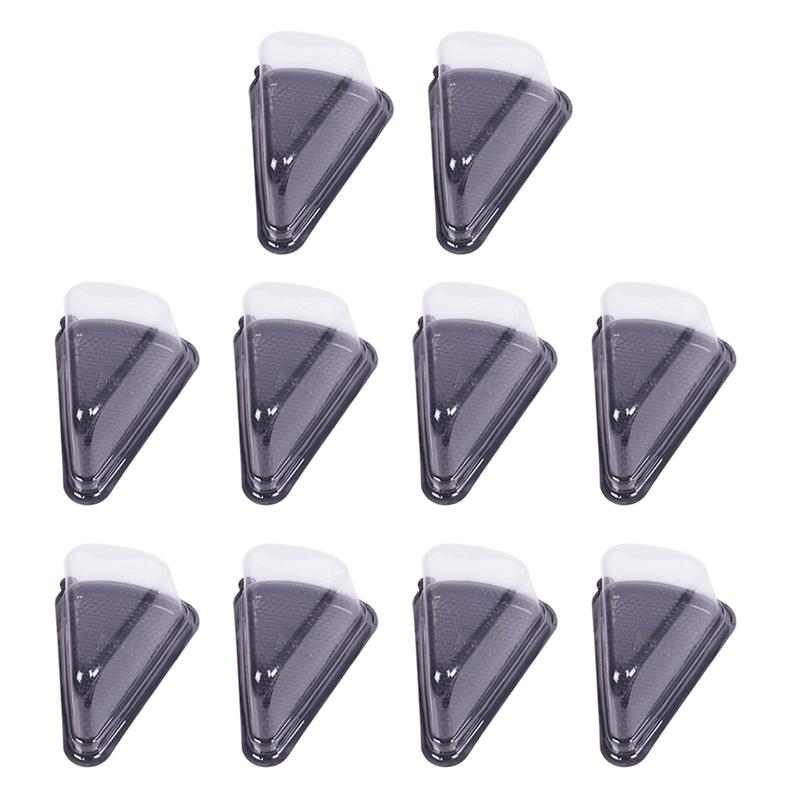 10PCS Triangle Cake Box Plastic Sandwich Packaging Cake Boxes Plastic Cake Packing Box Bakery Cake Packaging (Black)