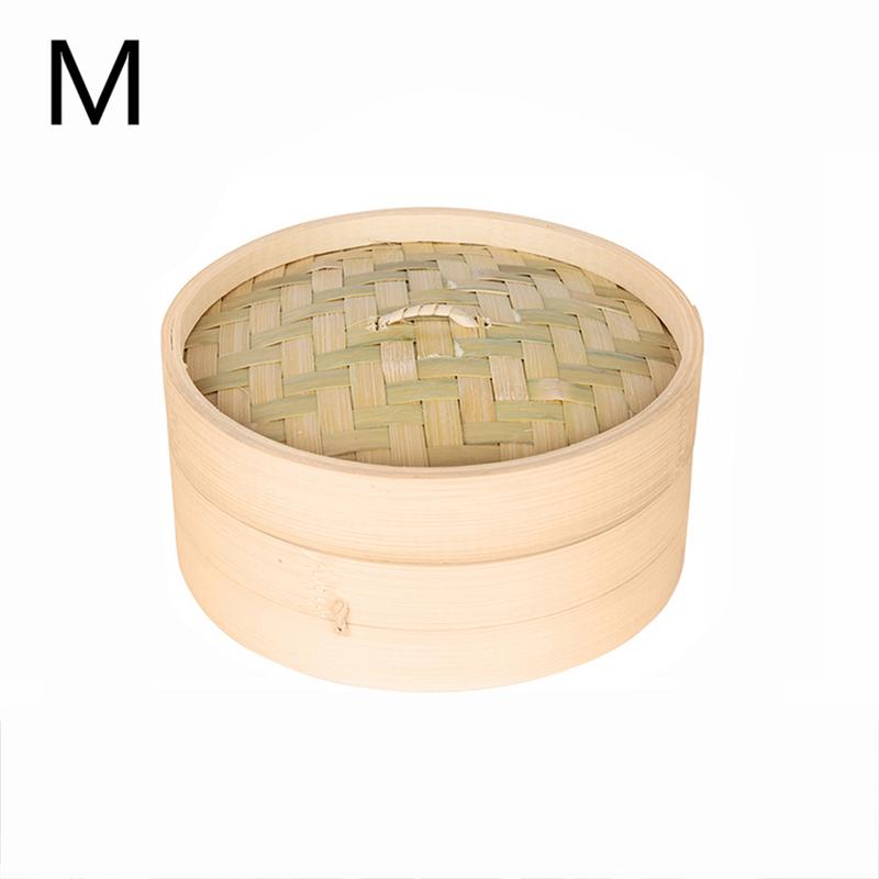 Vaporera de bambú con cubierta, cesta de vapor para aperitivos, pescado, arroz y verduras, vaporera de cocina, utensilios de cocina con calefacción: 18cm