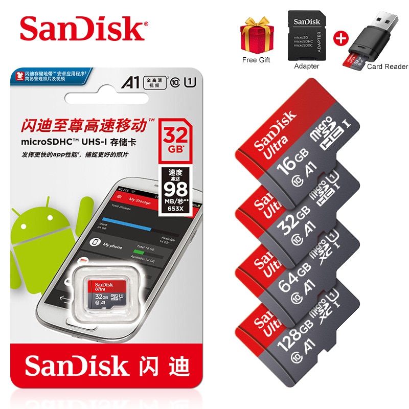 SanDisk A1 karta Micro SD 200GB 256GB karta pamięci fiszki klasy 10 128GB karta 32GB TF 64G micro sd 16GB karta microsd sd