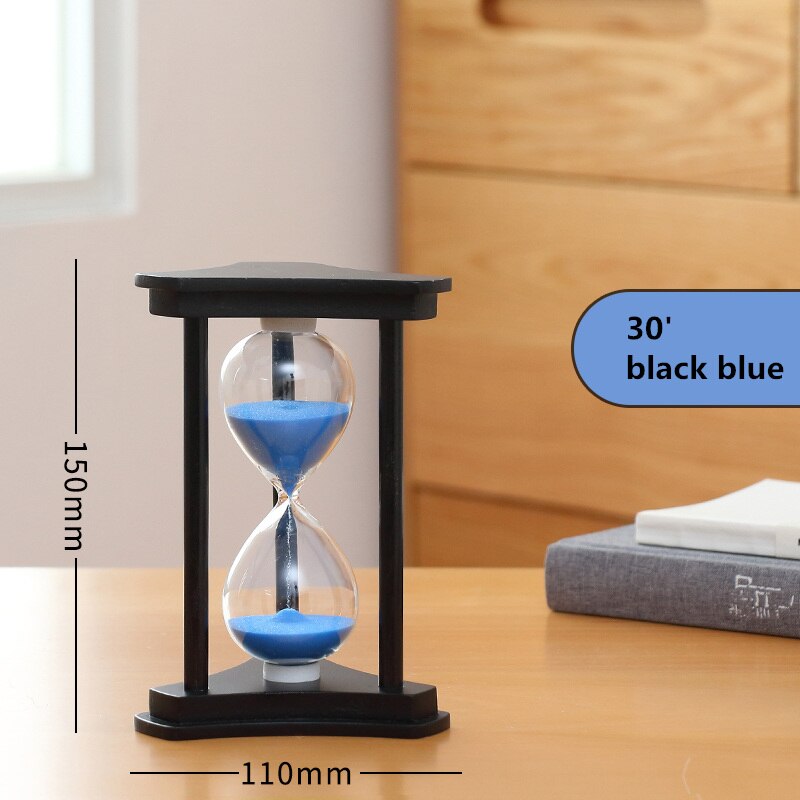 Hourglass 30 Minutes Count Down Timer Wood Sand Glass Watch Timing Home Desk Decoration Wedding Favors for Guests SL-SZSL: 30m black blue