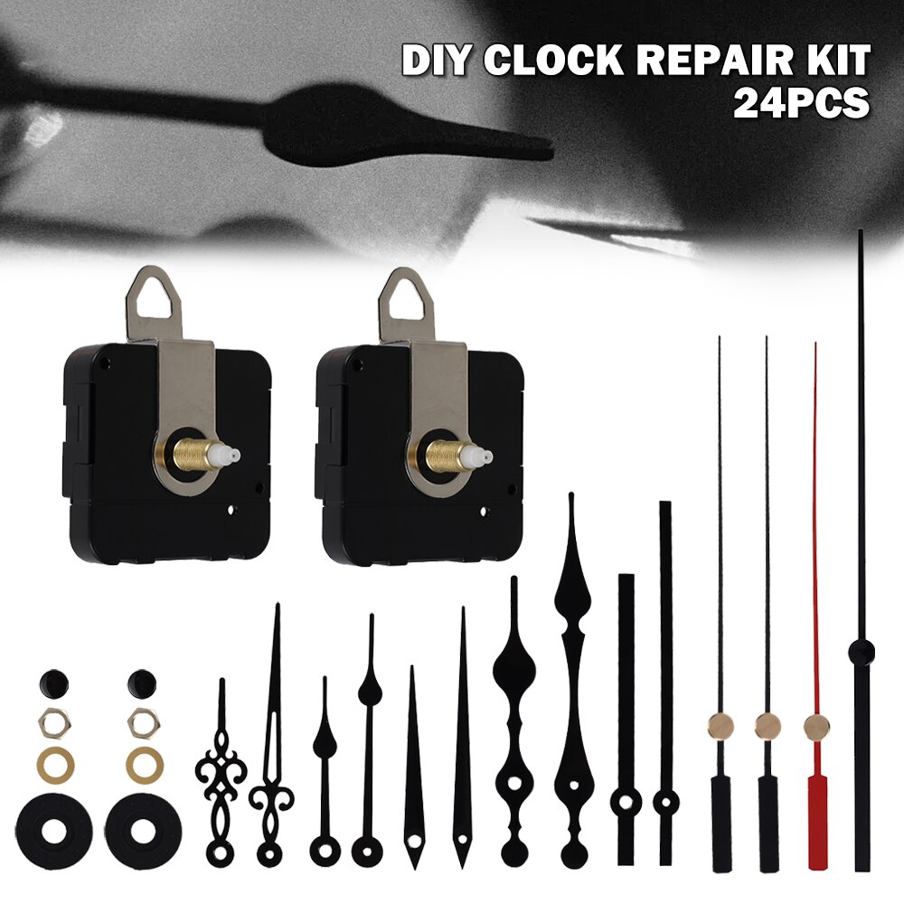 1 Set DIY Wall Clock Movement Accessories Clockwork Repair Parts Kits Mechanism Black Long Spindle Replacement Clock Set