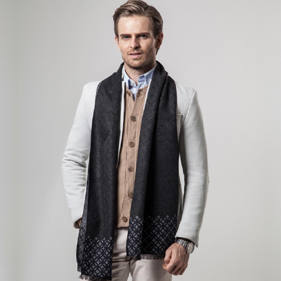 6 farver mænds luksus kashmir silketørklæde vinter varm plaid sjal kashmir blød wrap tørklæde: -en