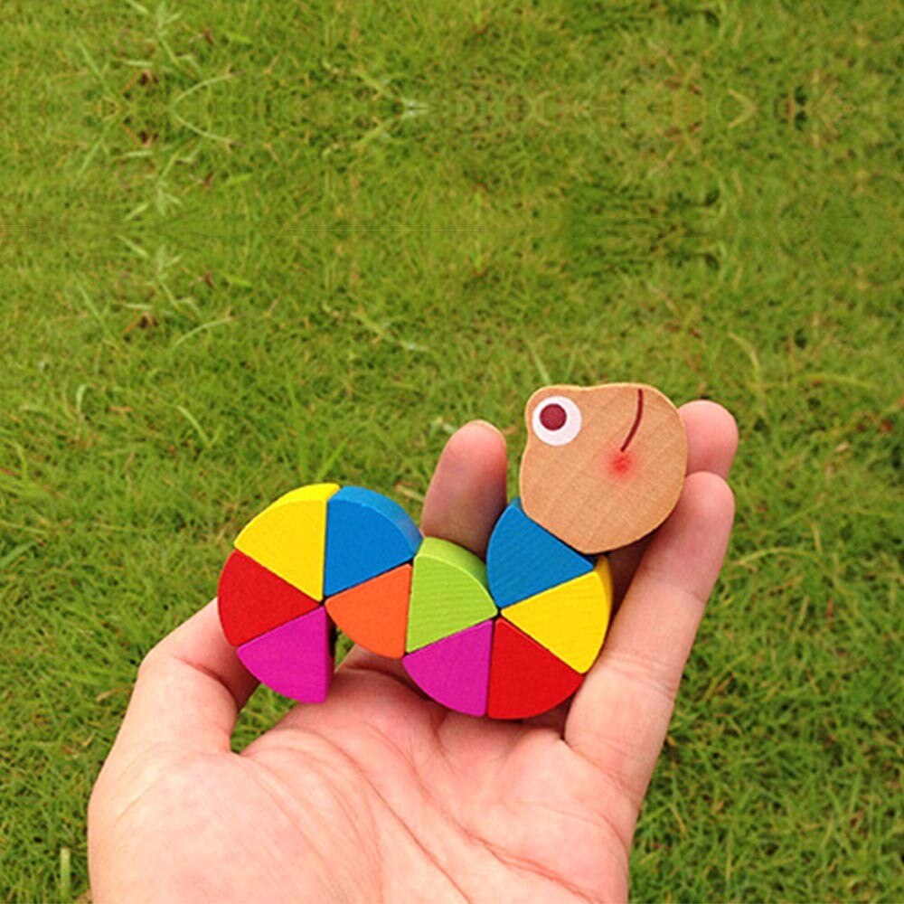 Baby Houten Speelgoed, Leuke Transformable Krokodil Rupsen Puzzel, Vinger Flexibele Training Intelligentie Educatief Speelgoed
