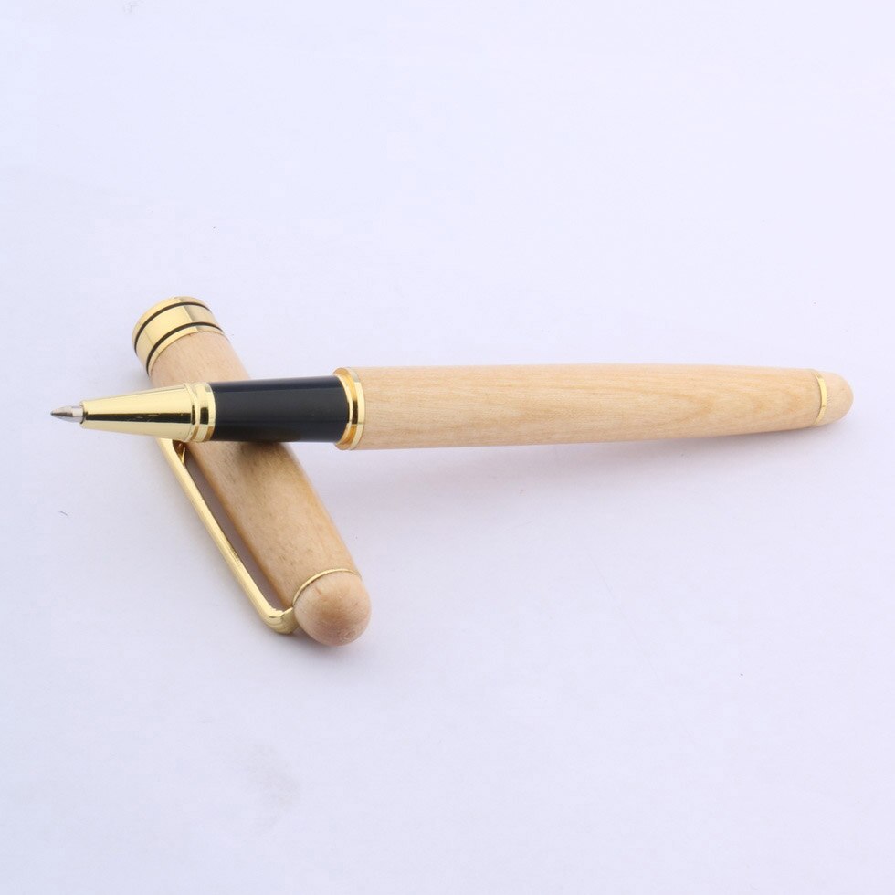 CHOU White maple Houten pen Gouden Trim Rollerball Pen