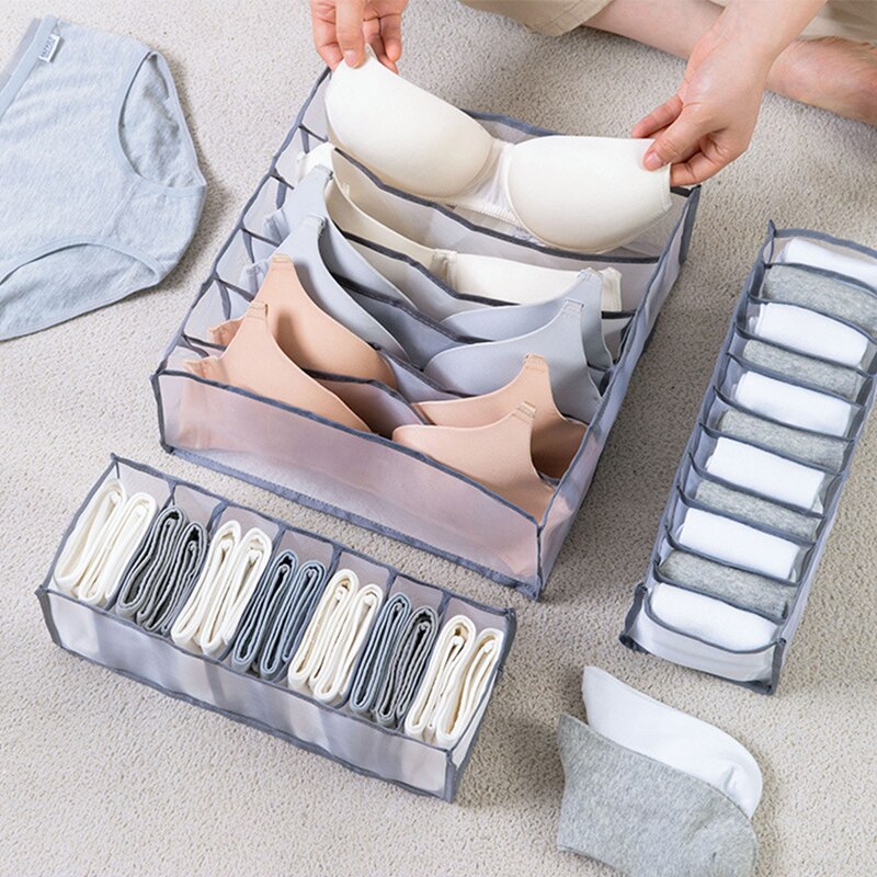 Bra Storage Boxes Underwear Clothes Organizer Drawer Nylon Divider Closet Storage For Folding Ties Socks Shorts Organiser
