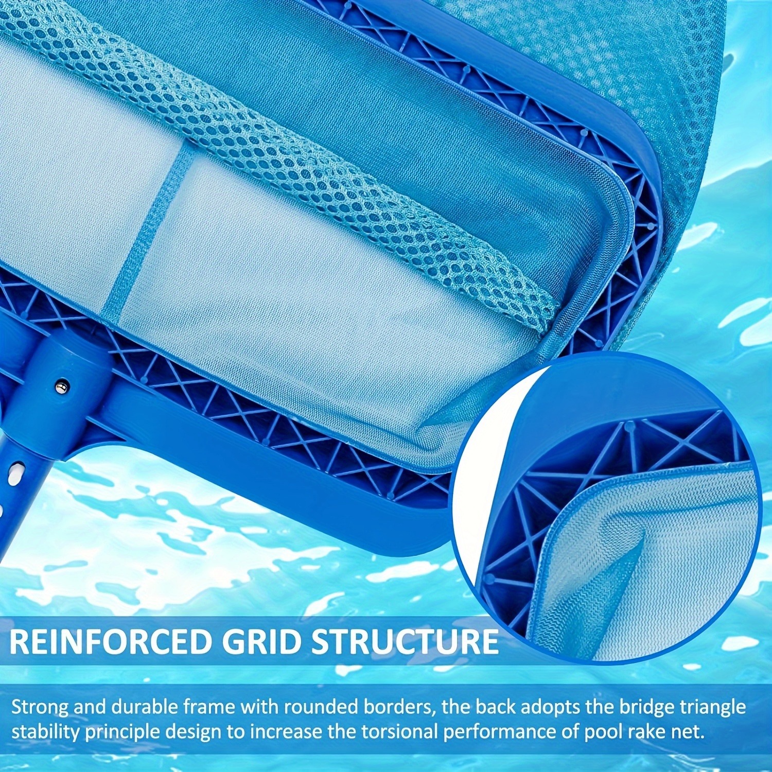 1pc heavy-duty pool skimming net - fine net leaf rake cleaning tool