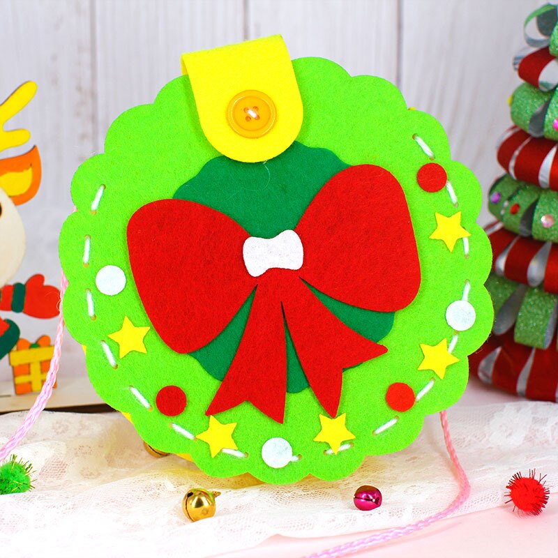 Kids DIY Christmas Handbag Non-Woven Cartoon Handmade Backpack Kindergarten Children Manual Bag Materials Kits