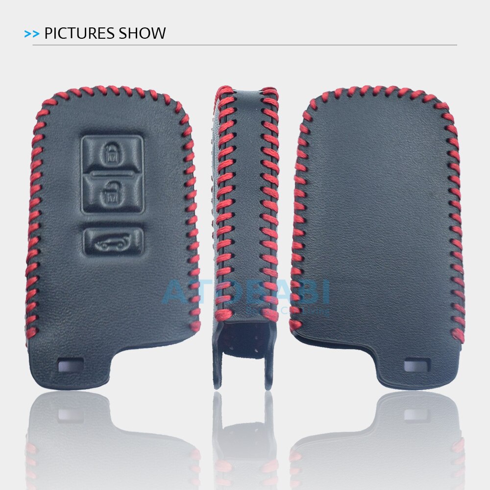 Leather Car Key Case For Toyota Camry RAV4 Corolla 3 Buttons Smart Keyless Remote Fob Cover Keychain Holder