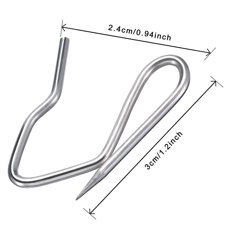 100 Pack Metal Curtain Hooks Drapery Hook Pins with Clear Box for Window Curtain, Door Curtain and Shower Curtain