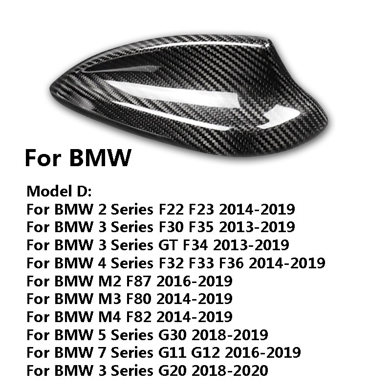Cubierta de antena de aleta de tiburón, pegatinas de fibra de carbono para BMW E90, E92, E46, E36, E60, E70, F20, F30, F10, F22, F31, F15, F21, G30, G20, G01, G05, G07: D / B-Carbon Fiber