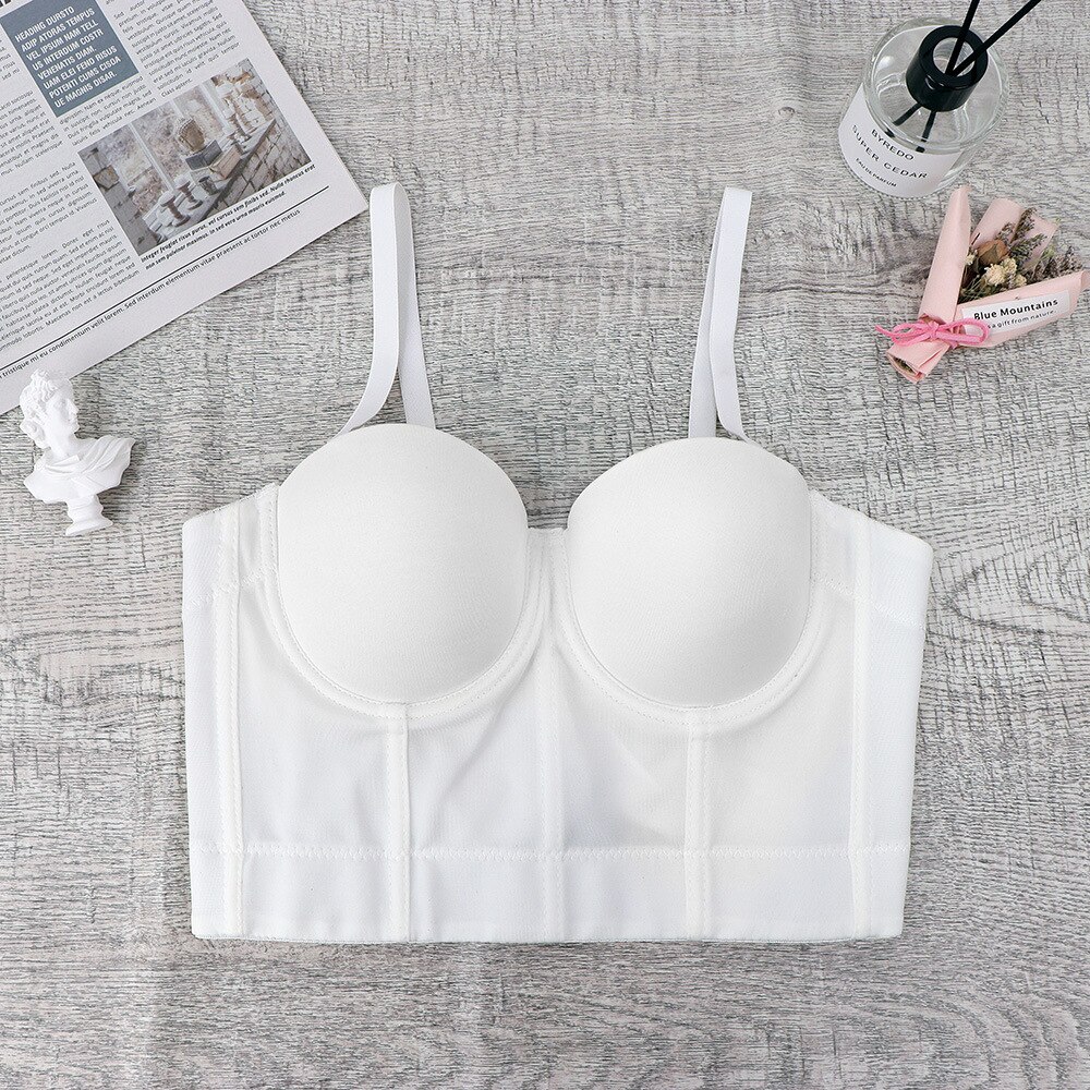 Top de tubo con almohadilla para el pecho para mujer, corpiño Sexy blanco a la , corsé, Tops cortos, A1068