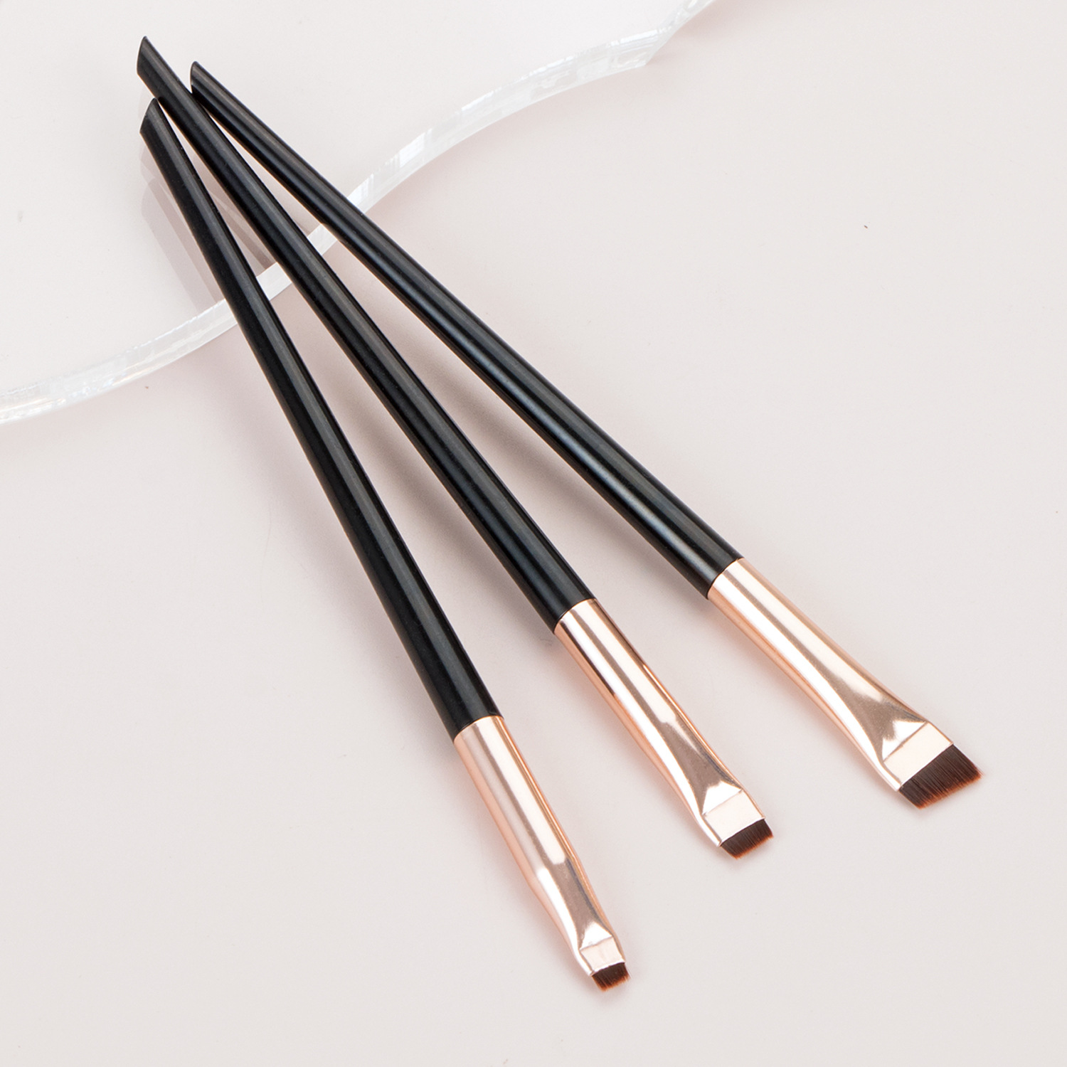 3-delige rand eyeliner borstel schuine kop wenkbrauwborstel overzicht eyeliner borstel ultradunne oogschaduw borstel make-up tools: green