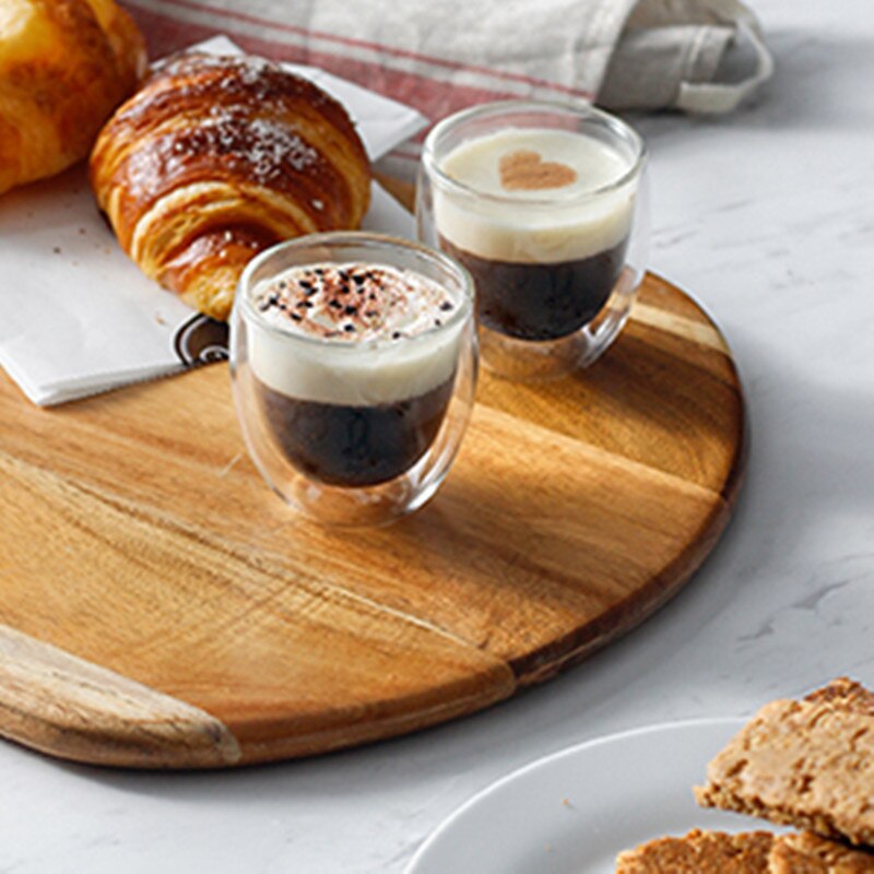 Dobbel vegg tekopp i glass varmebestandig kaffekrus sunne drikkevarer 80 250 350 450ml: 2 stk 80ml