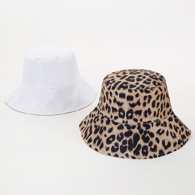 otoño invierno cálido plegable de punto de leopardo Zebra cubo sombrero para mujeres pescador sombreros Floppy protección del sol gorras cálidas: White Camel