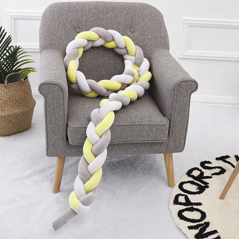 3M Länge Baby krippe stoßfänger Reinem Weben Plüsch Knoten Baby beding einstellen neue geboren bett einstellen nestchen einstellen: Rosa