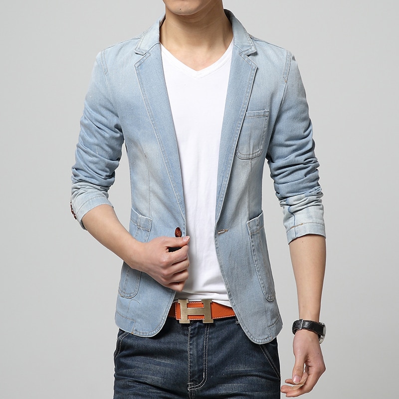Denim Jassen Pak Slim Fit Blazer, herenmode Licht ... – Vicedeal