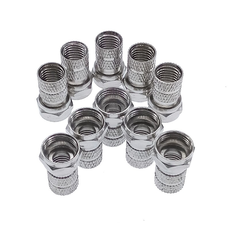 Conectores de Cable Coaxial tipo F, 10 piezas, 75-5, materiales de latón, conectores de línea única, conector F