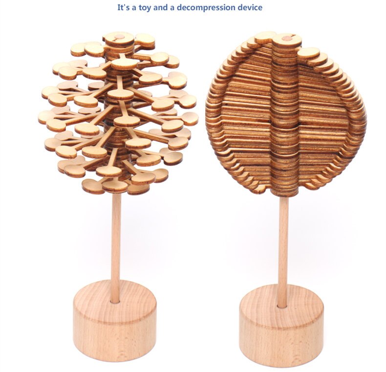 Stress Relief Toy Candy Decompression Stick Wooden Toys For Kids Rotating Lollipop Simulation Classic Toys Educational: nature wood