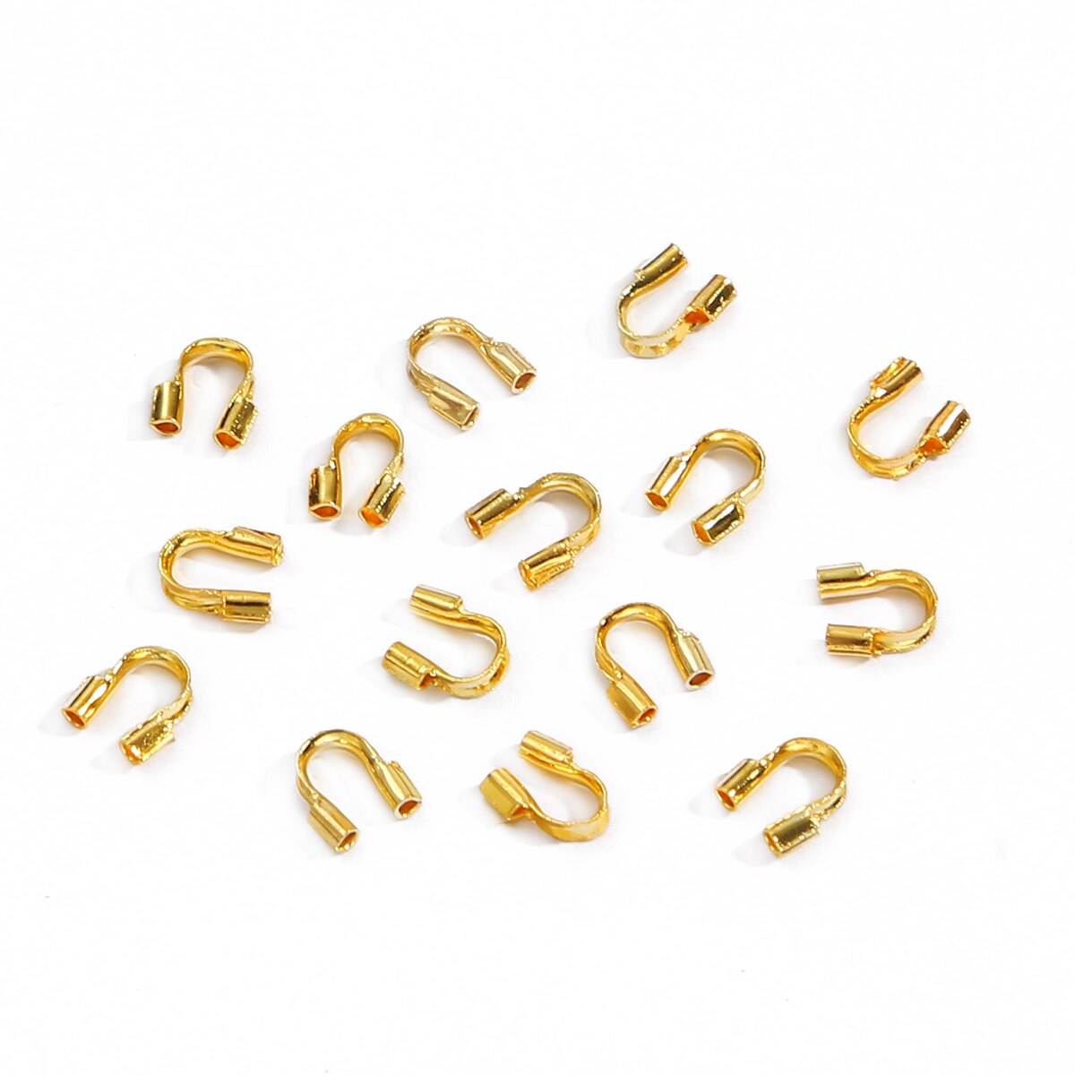 100Pcs 4X4Mm Draad Protectors Wire Guard Guardian Protectors Loops U-vorm E Einde Sluitingen Connector Voor sieraden Bevindingen Maken Diy: Gold