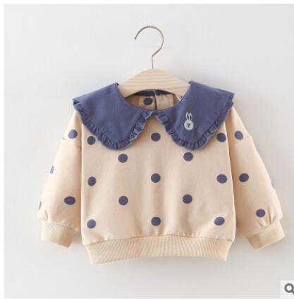 Chandail en coton pour filles coréennes | En fil d'épissure, à porter à même la peau, joli et généreux, avec dessin animé, printemps: Beige / 9M
