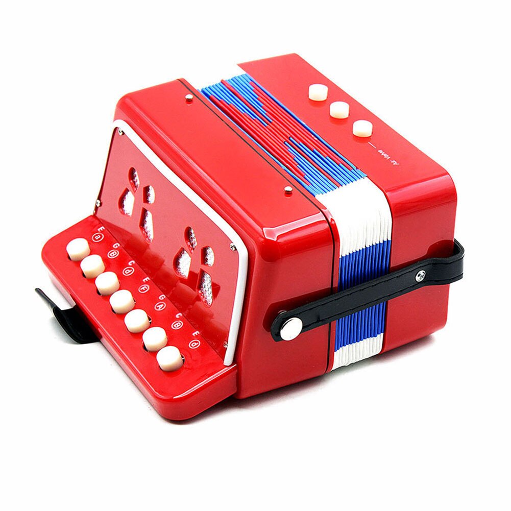 Mini Toy Accordion 7 Keys + 3 Buttons Keyboard Musical Instrument for Children Kids