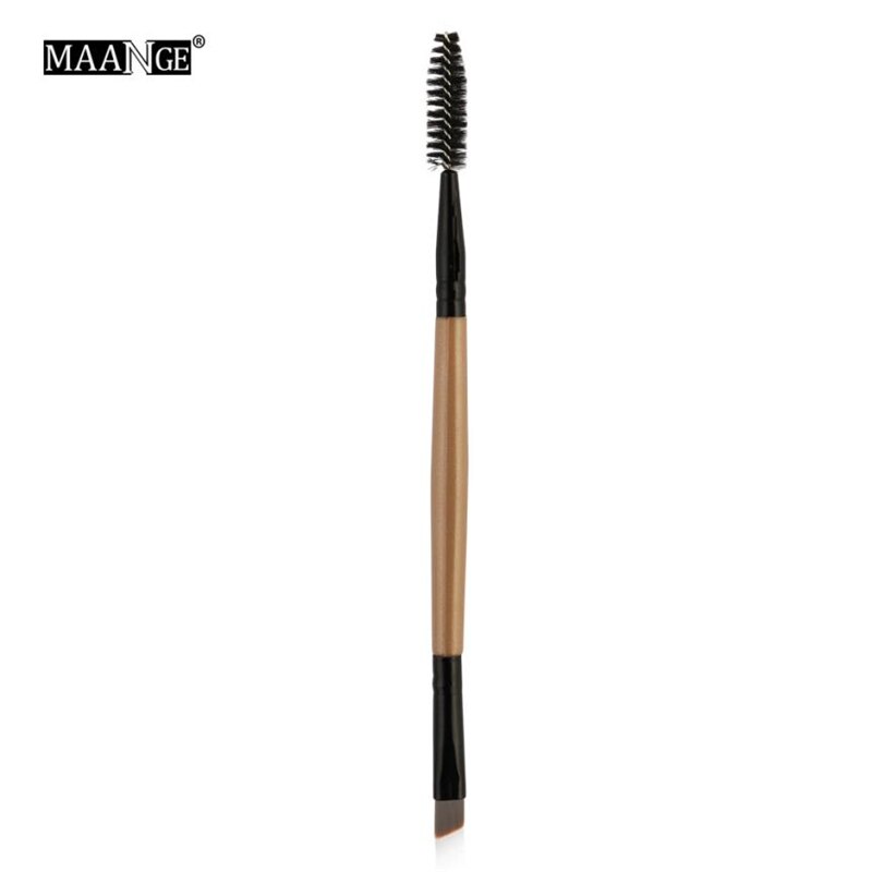 MAANGE 1PC pinceau de maquillage sourcils manche bois Double face sourcil plat angle pinceaux de maquillage brochas para maquillaje maquiagem 43