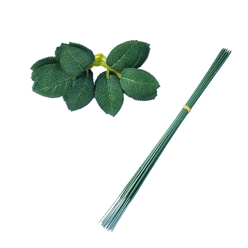 17cm/25/30/40cm Artificial Flower Stems Rose leaves/base Iron Wire Stem DIY Soap/ Paper Flower Stub Accessory Stems Craft Decor