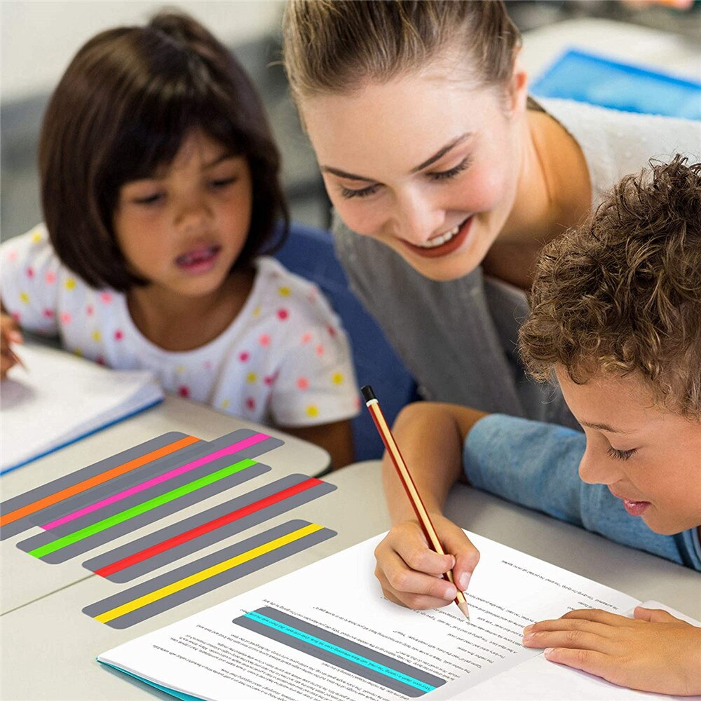 6/8pcs Guided Reading Strips Highlight Strips Colored Overlay Highlight Bookmarks Help with Dyslexia for School Crystal Children
