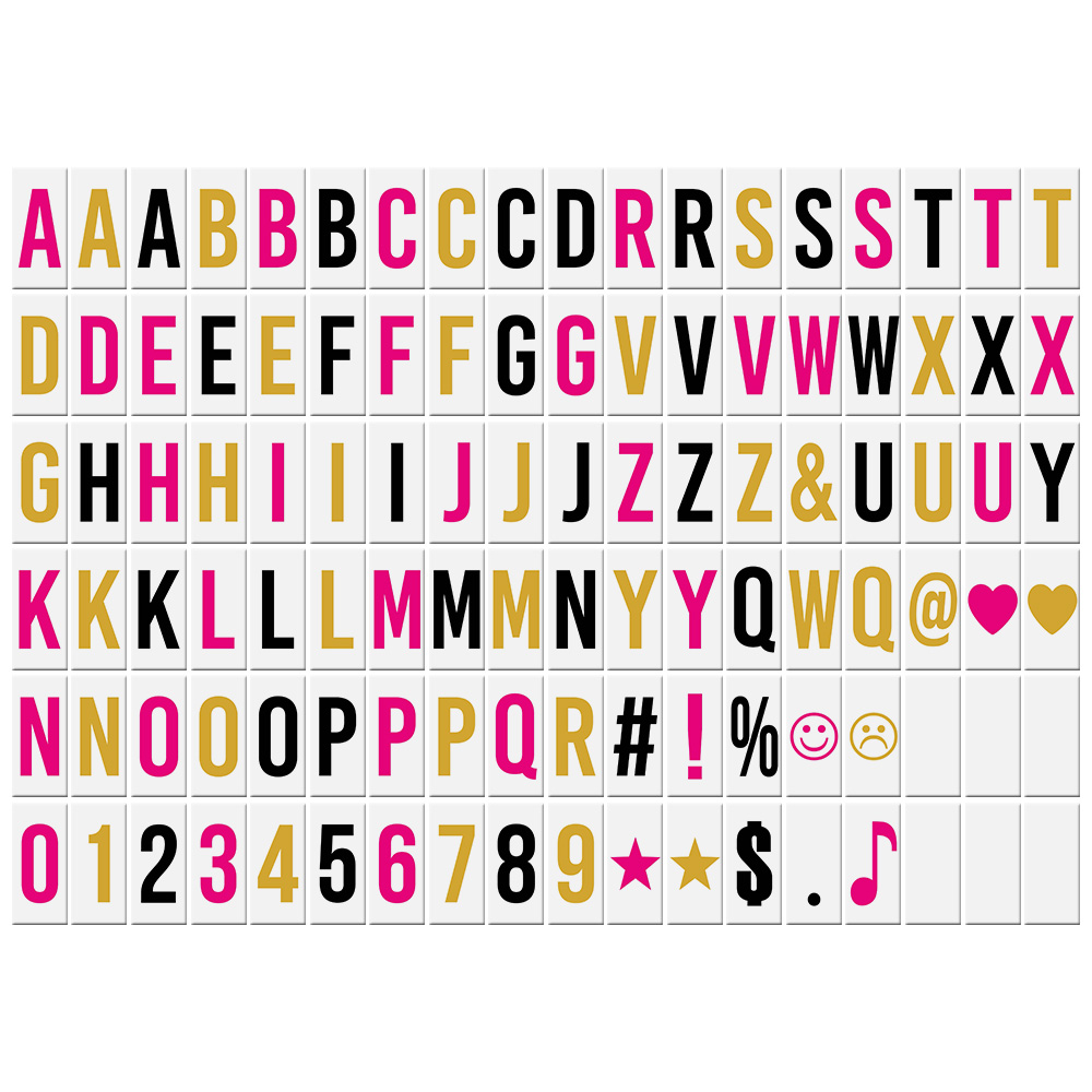 102pcs Interchangeable Letters Numbers Symbols Characters Cards Free Combination for DIY LED Cinema Light Box Message Board