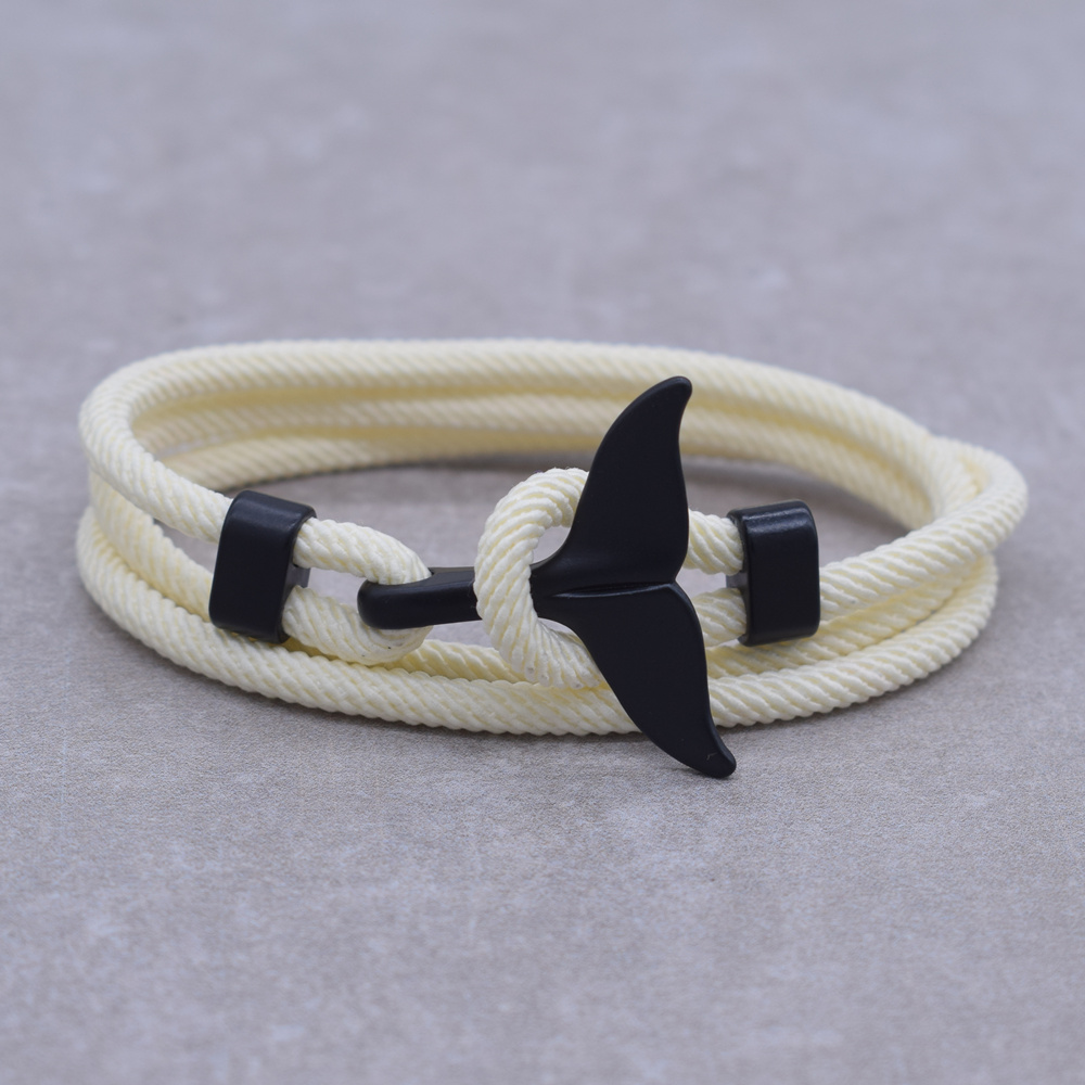 Anker Stijl Sieraden Oceaan Zilveren Kleur Whale Tail Charme Armband 2-3 Ronden Verstelbare Touw Armbanden Voor Mannen Vrouwen: S0920