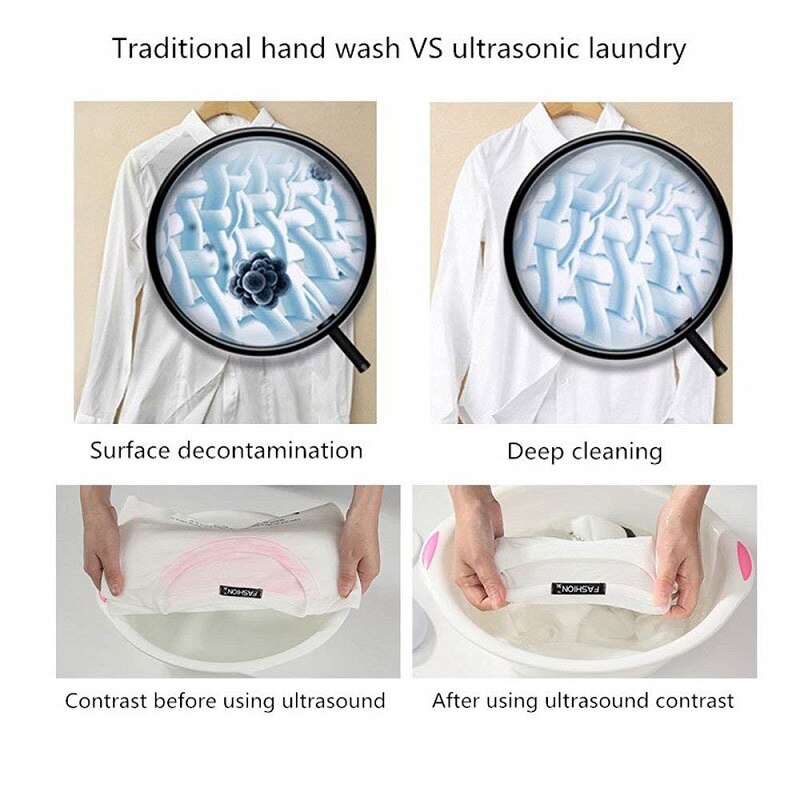 Mini Ultrasonic Vibration Washing Machine, Ultrasound Laundry Cleaning for Stains on Clothes, Jewelry, Glasses, Vegetables