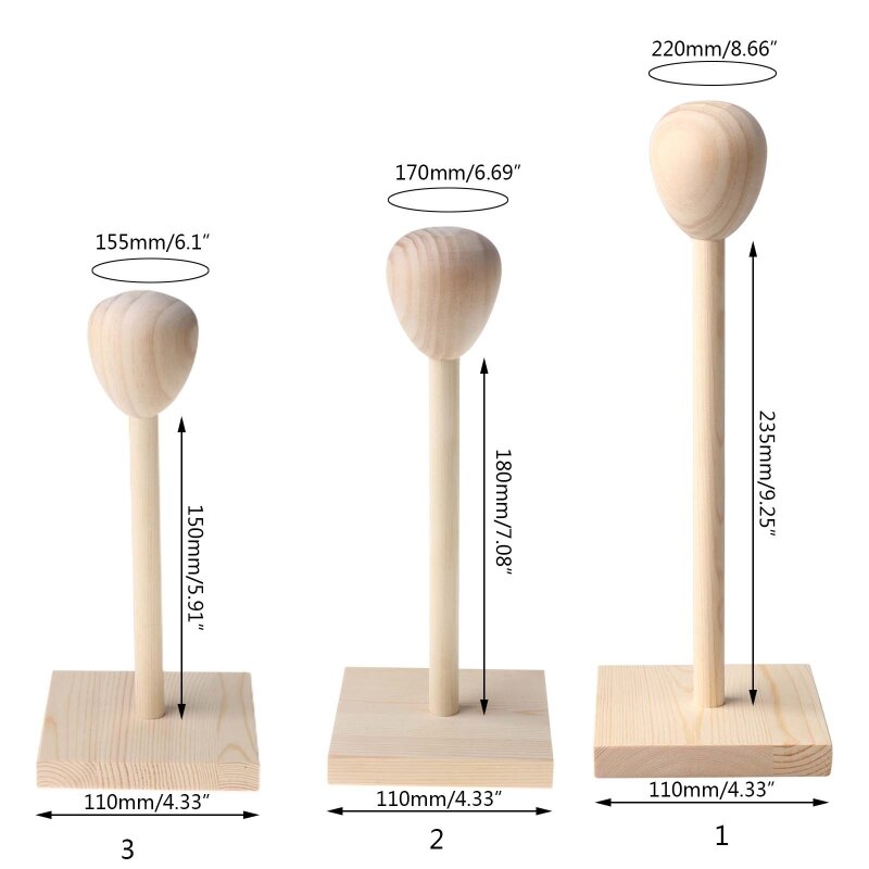 1/3 1/4 1/6 Wooden Hair Wigs Hat Cap Holder Stand Display Rack Tools for Doll BX0D