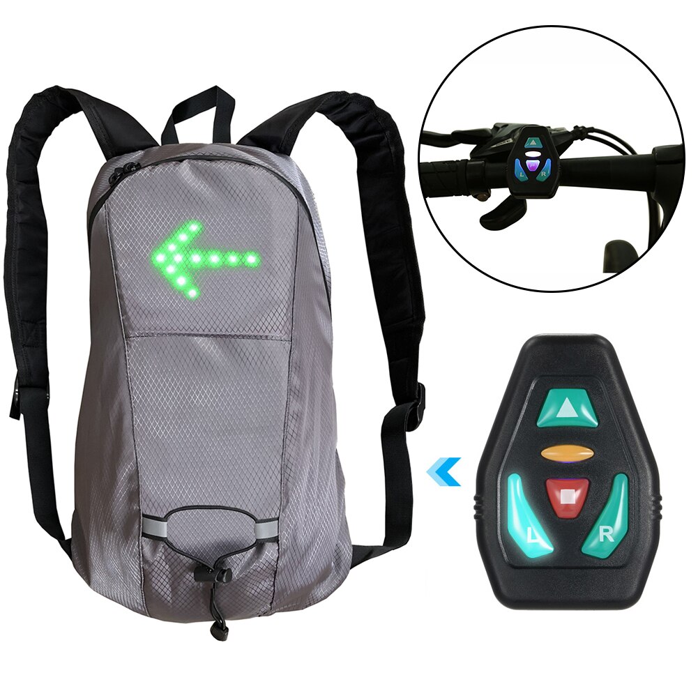 Bicycle Bag Waterproof Sport Backpack USB 15L LED Turn Signal Light Remote Control Safety Bag Outdoor Hiking Climbing Backpack