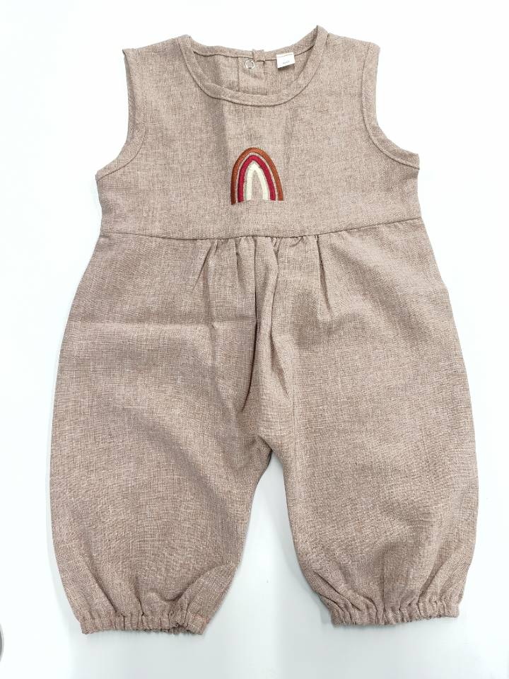 NOVEDAD DE VERANO bebé niños niñas ropa de algodón Pelele de lino ropa de estampado de arco iris camisetas a rayas monos trajes casuales conjunto