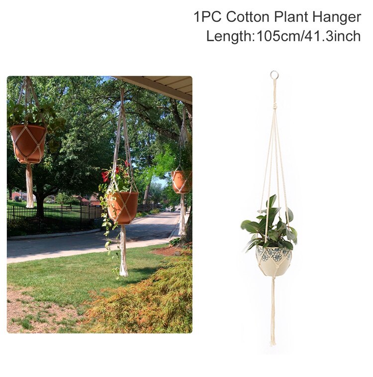 Macramé hecho a mano colgador de plantas cestas soporte para macetas balcón colgante maceta cesta decoración cuerda de elevación suministros de jardín para el hogar
