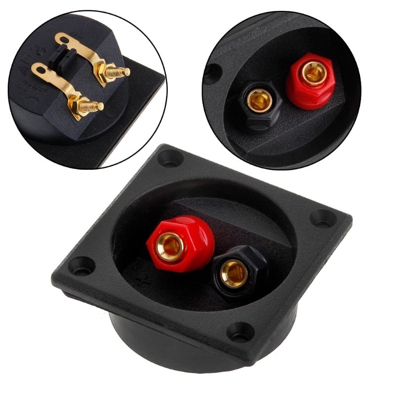 Square Shape Double Binding Post Type Speaker Box Terminal Cup Black And Red