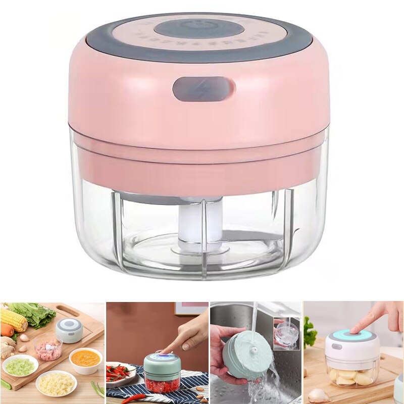 Mini Electric Garlic Presses Wireless Electric Garlic Masher Pink Green Garlic Press Household Garlic Masher Kitchen Tools