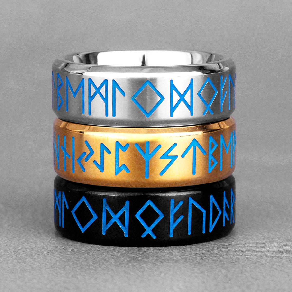Nordic Viking Rune Lichtgevende Rvs Heren Ringen Eenvoudige Retro Voor Mannelijke Vriendje Biker Sieraden Creativiteit
