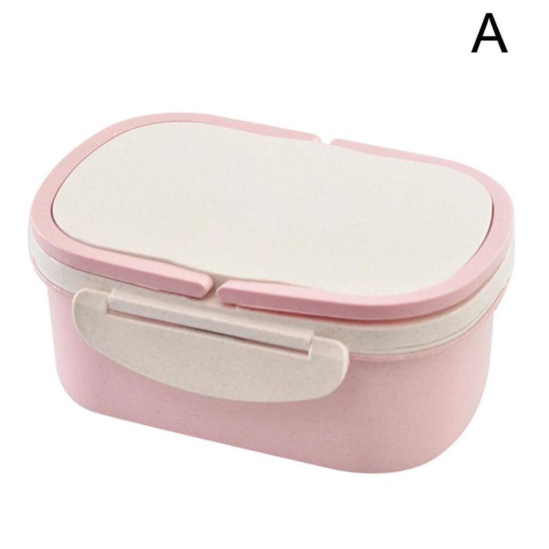 Double-layer Tarwesteel Opbergdoos Cartoon Bento Box Draagbare Milieuvriendelijke Lunchbox Voedsel Opslag Container