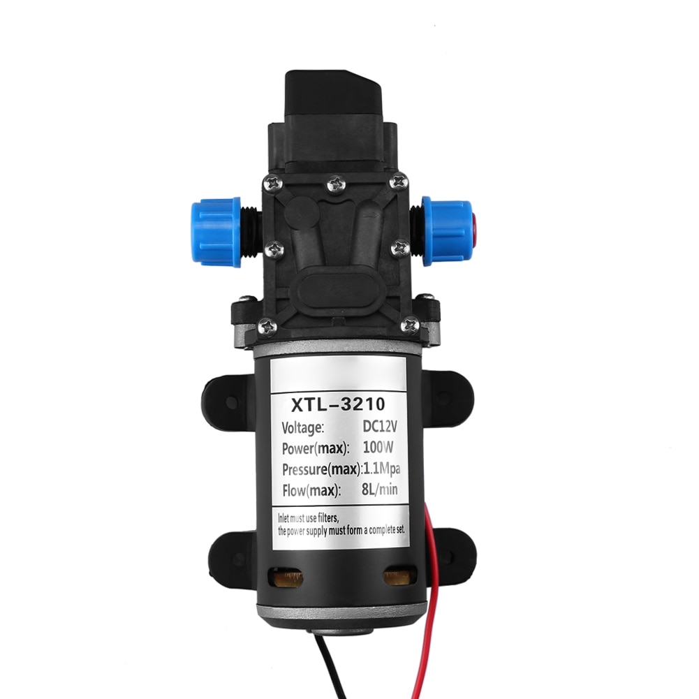 8L/Min Diaphragm Water Pump High Pressure Diaphragm Self Priming Water Pump 12V DC 100W 160Psi for Wash
