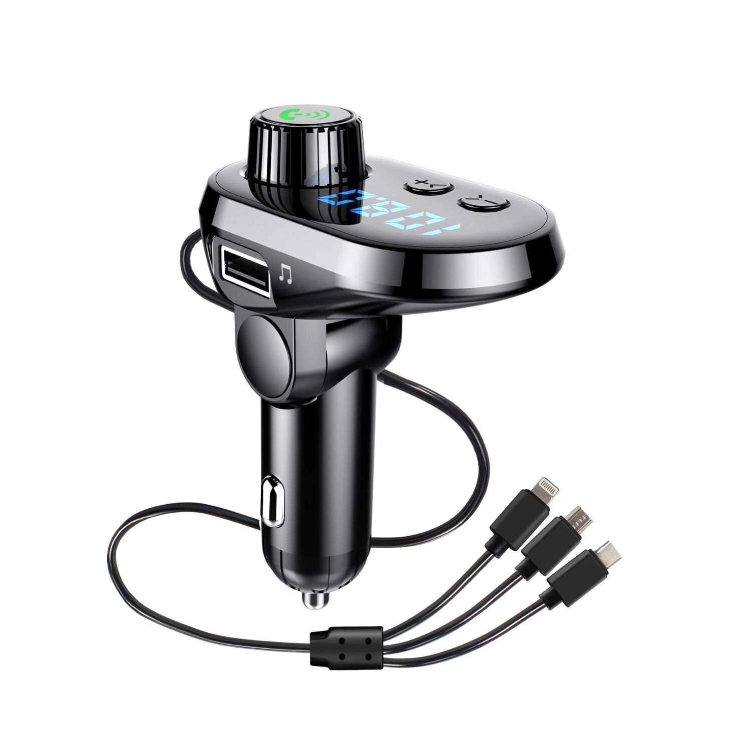 Q15 Car Handsfree Wireless Bluetooth Kit FM Transmitter Car LCD Display MP3 Player USB Charger FM Modulator Car Accessories: black