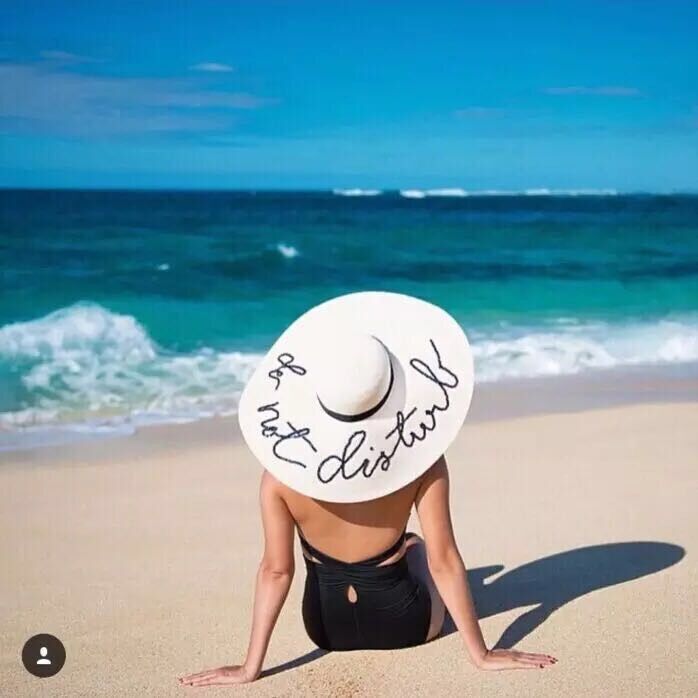 Sommer forstyrrer ikke pailletter brev bredkantede solhatte til kvinder strandferie piger stråhat